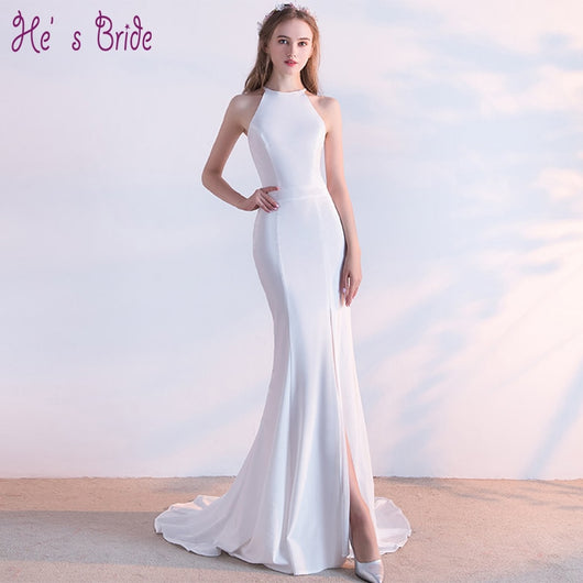Vestido de Noche Rojo Cola de Pez Halter para Bodas y Eventos - Image 2