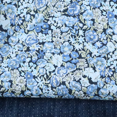 Tela Estampada de Algodón Terciopelo Rosas Azules - 80 Piezas - Image 4
