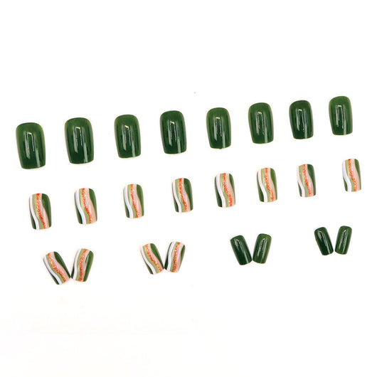 Stickers de Uñas Líneas Corrugadas Verde Militar - Image 3