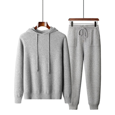 Conjunto de Sudadera con Capucha y Pantalón Tejido de Color Liso para Hombre - Image 5