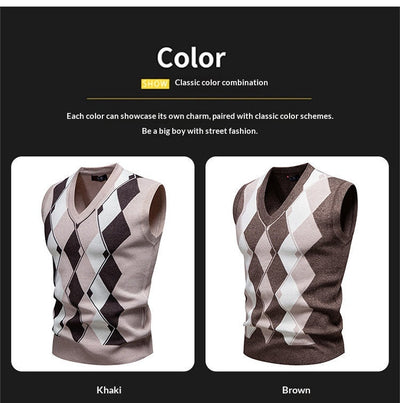 Suéter Tejido Jacquard para Hombre - Chaleco Cuello V - Image 21