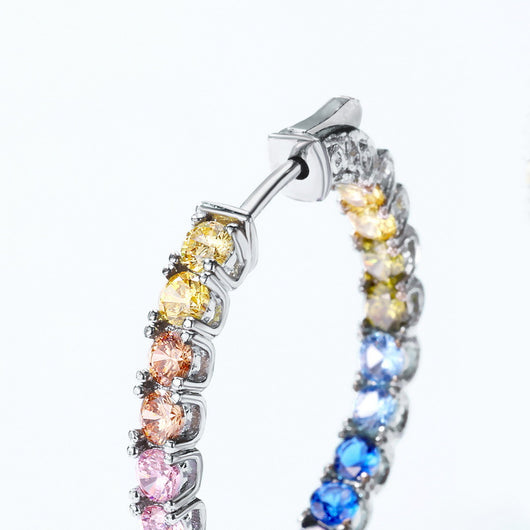 Aretes de Circonia Arcoíris en Plata S925 con Gemas de Colores Incrustadas - Image 9