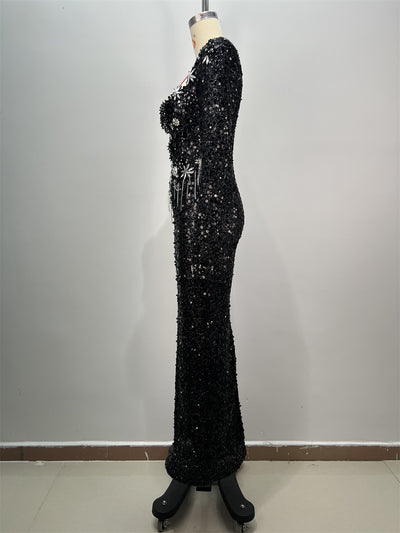 Vestido Largo de Lentejuelas Ajustado para Mujer - Image 14