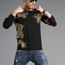 Playera Manga Larga Cuello Redondo Estilo Chino Dragón 3D Slim Fit