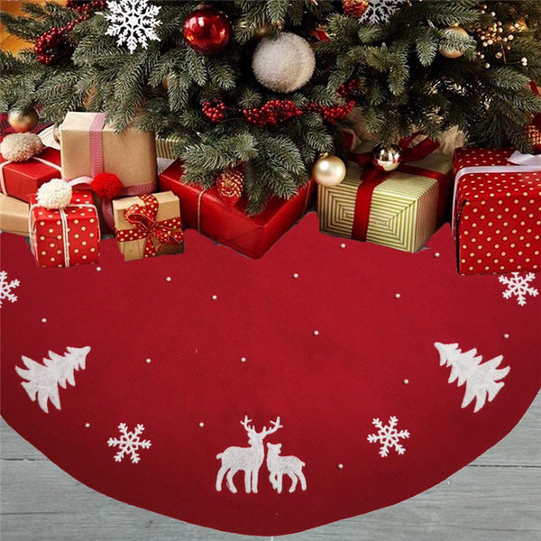 Tapete Navideño Tejido con Perlas - Decoración de Piso para Árbol de Navidad