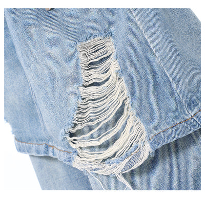Pantalones Rectos Azul Vintage Efecto Desgastado Doble Tela para Mujer - Image 26