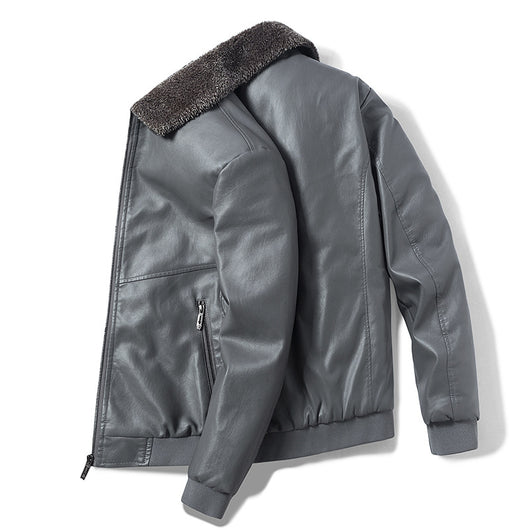 Chaqueta de Cuero para Hombre con Cuello de Piel y Forro Polar - Image 9