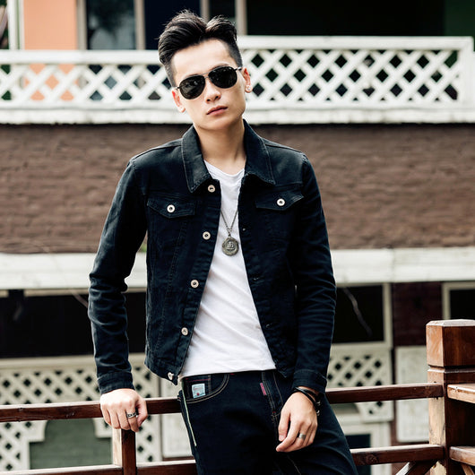 Chaqueta Vaquera Hombre Blanca Ajustada Estilo Coreano - Image 13