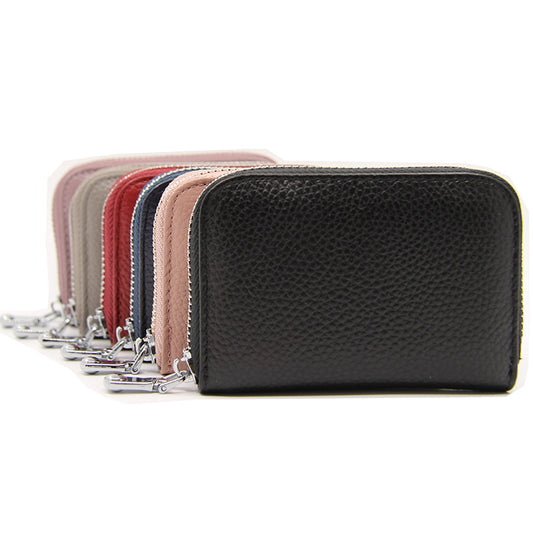 Billetera Compacta de Cuero Genuino con Protección RFID para Mujer