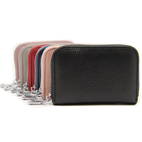 Billetera Compacta de Cuero Genuino con Protección RFID para Mujer