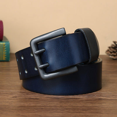 Cinturón Táctico de Cuero Genuino con Hebilla Doble para Hombre - Image 3