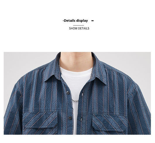 Camisa de Verano Seersucker a Rayas para Hombre - Image 11