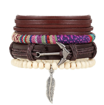 Pulseras de Cuero con Abalorios Artesanales - Image 4