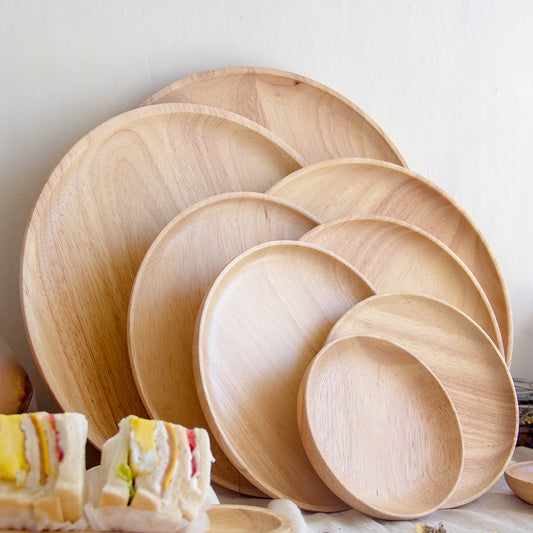 Bandeja Redonda de Madera Estilo Japonés