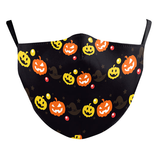 Black ear hook dust mask with white spiderweb pattern and small red spiders, perfect for Halloween. - Image 9