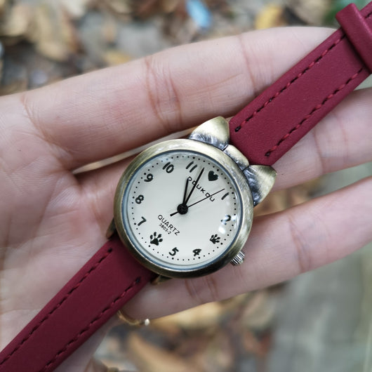 Reloj de Moda Gatito Bronce con Números para Estudiantes - Image 8