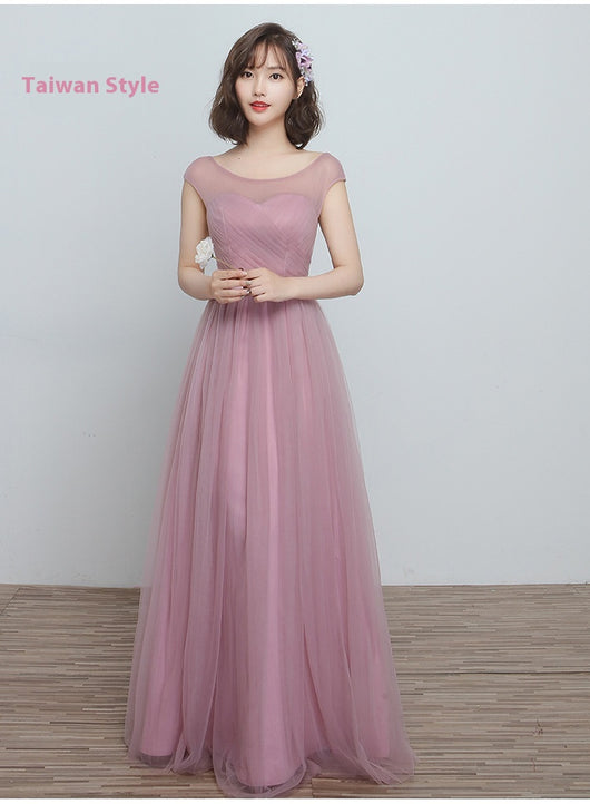 Vestido Largo para Damas de Honor en Cameo Brown - Malla y Satén Cómodo - Image 27