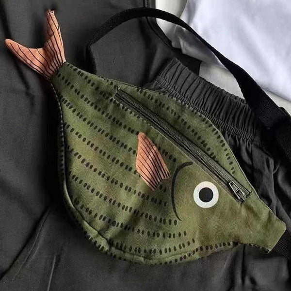 Bolsa Bandolera Infantil Estilo Pez Verde - Diseño Padre e Hijo
