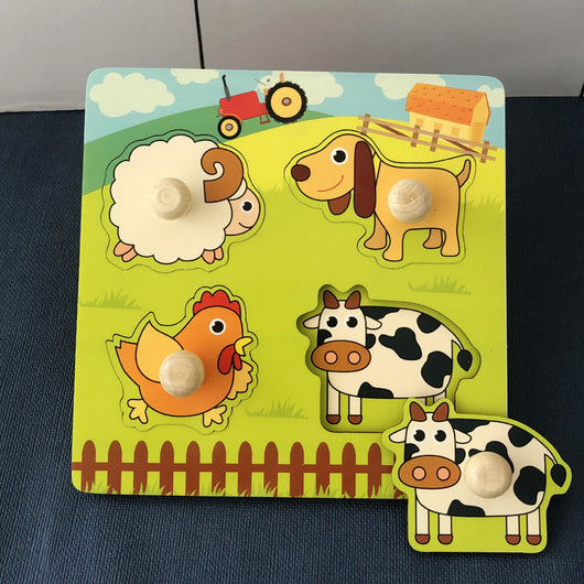 Tablero Puzzle Montessori de Madera con Bloques de Construcción para Niños - Image 2