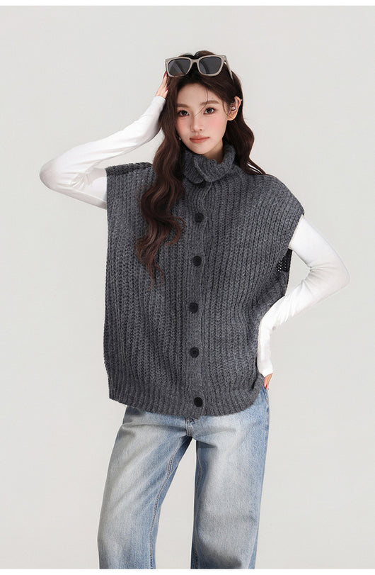 Chaleco Tejido Gris con Solapa - Abrigo Cálido para Mujer Otoño e Invierno - Image 16