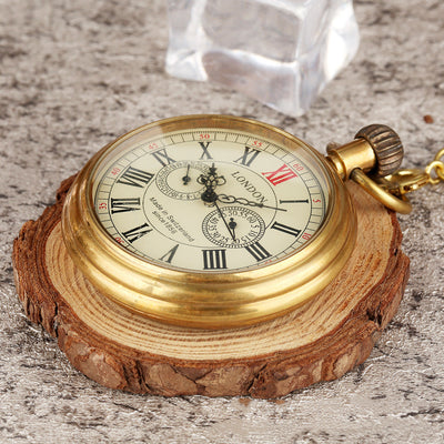 Reloj de Bolsillo Manual Grande con Números Romanos en Latón Descubierto - Image 4