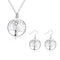 Round Hollow Relief Life Tree Pendant s625 Plateado Necklace Earrings