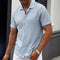 Camisa Masculina Casual Listrada com Gola de Lapela e Manga Curta