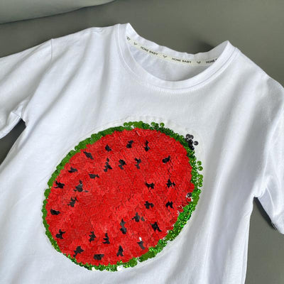 Playera Infantil de Algodón con Sandía Lentejuelas y Efecto Cambio de Color - Image 9