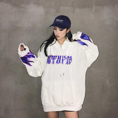 Sudadera Harajuku Premium con Bordado de Llamas y Capucha de Felpa - Image 3
