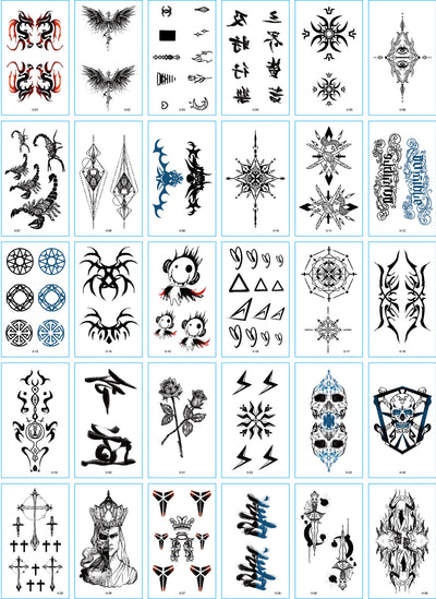 Set of 30 temporary tattoo stickers featuring pink and purple butterflies, flowers, bunnies, and moon designs. - Image 25
