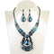 Conjunto de Joyas Vintage Azul Óleo - Collar Gota de Agua con Aretes y Cadena de Clavícula