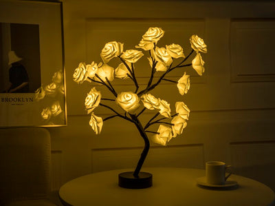 Lámpara LED Flor de Rosa con Árbol Bonsái - Luz Nocturna USB Recargable para Decoración - Image 12