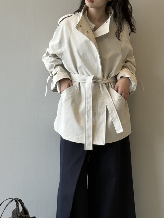 Abrigo Trench Casual Holgado con Cuello de Pie para Mujer - Image 27
