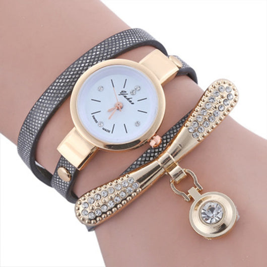 Reloj de Pulsera de Cuarzo Circular para Mujer con Correa de Cuero - Image 3