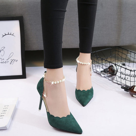 Sandalias Elegantes de Tacón Alto con Cadena Decorativa para Mujer - Image 3
