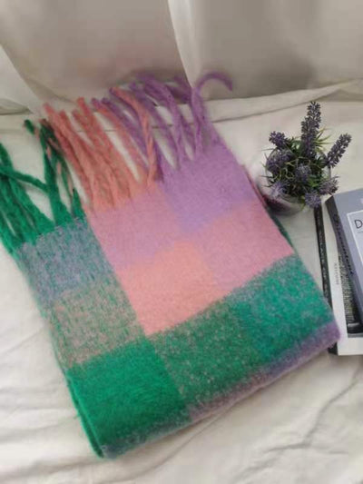 Bufanda de Cashmere a Cuadros con Rayas Coloridas para Otoño - Image 17