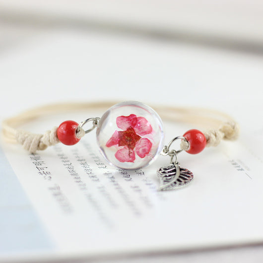 Pulsera Esfera de Cristal con Flores Secas - Diente de León y Estrellas - Image 3