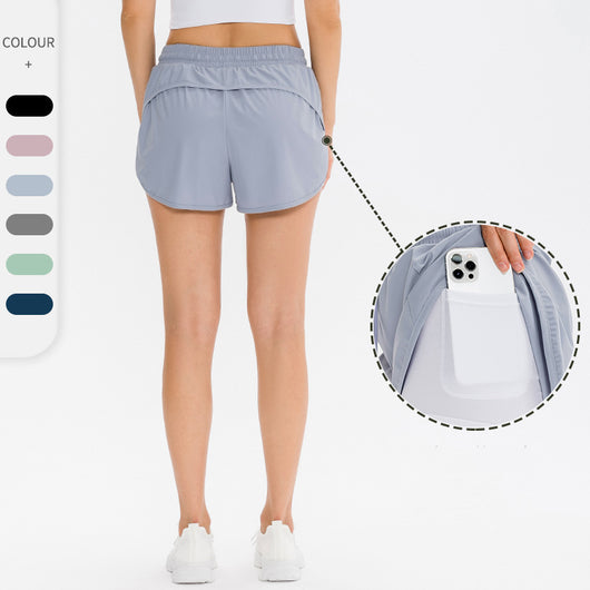 Shorts Deportivos Falsa Dos Piezas con Bolsillos para Mujer - Image 2