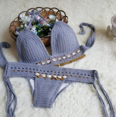 Bikini Retro Tejido a Mano - Traje de Baño Dividido Estilo Europa - Image 7