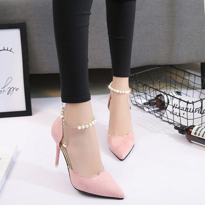 Sandalias Elegantes de Tacón Alto con Cadena Decorativa para Mujer - Image 4