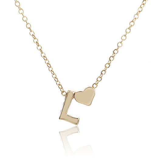 Collar de Corazón Melocotón con Letra del Alfabeto - Joyería Elegante para Mujer - Image 2