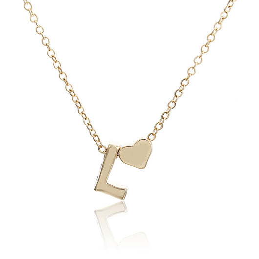 Collar de Corazón Melocotón con Letra del Alfabeto - Joyería Elegante para Mujer - Image 2