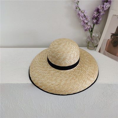 Sombrero de Paja con Ala Ancha Estilo Hepburn - Protección Solar para Playa y Paseos - Image 4