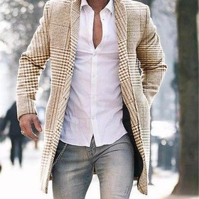 Abrigo Cuadros Hombre Cuello Alto Cálido Largo - Image 11