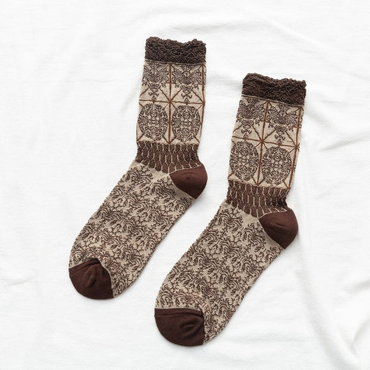 Calcetines Étnicos Retro con Estampado Floral para Mujer - Image 15