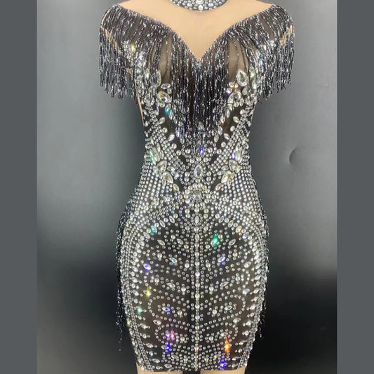 Vestido Colgante Diosa del Viento con Borlas y Pedrería de Lujo - Image 2