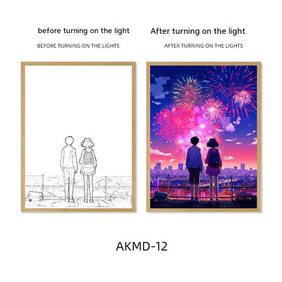 Lámpara Nocturna Pareja con Luz Sanadora y Pintura de Fuegos Artificiales - Image 14