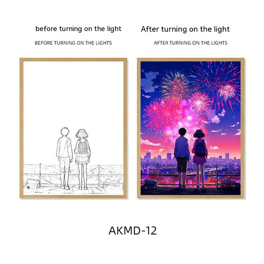 Lámpara Nocturna Pareja con Luz Sanadora y Pintura de Fuegos Artificiales - Image 14