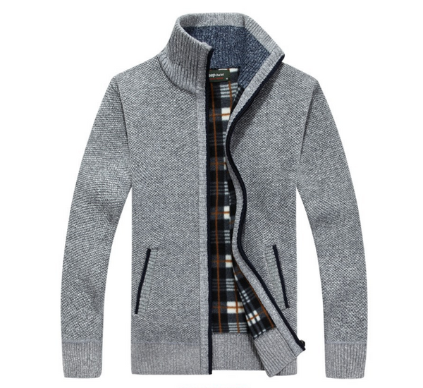 Suéter de Punto para Hombre con Mangas de Terciopelo - Chamarra Abrigada de Otoño