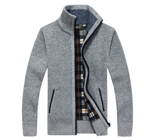 Suéter de Punto para Hombre con Mangas de Terciopelo - Chamarra Abrigada de Otoño - Image 2